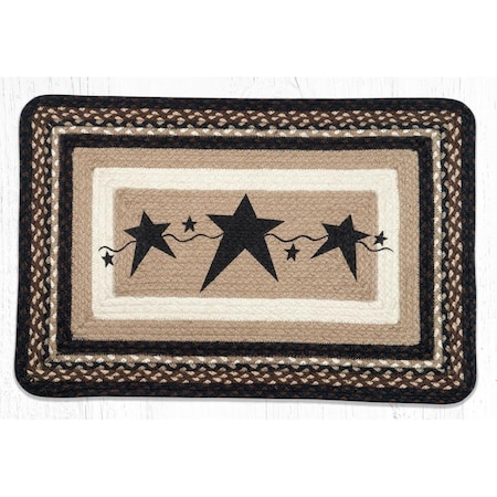 Palacedesigns 20 x 30 in. PP-313 Primitive Stars Oblong Patch Rug, Black PA2858037